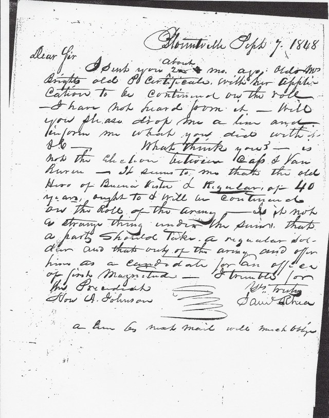 letter is possible response to written comment on previous page from President Andrew Johnson