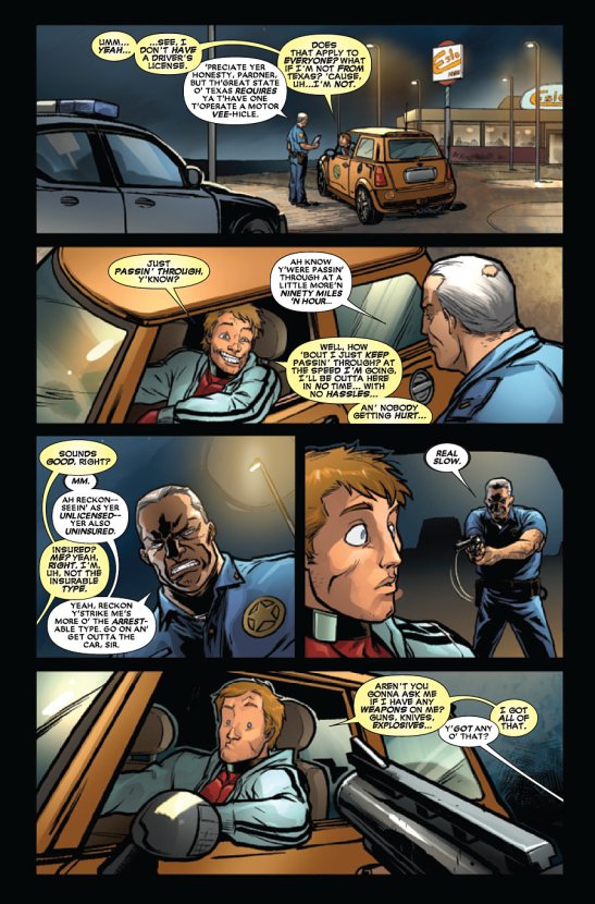 Deadpool is stopped by a cop