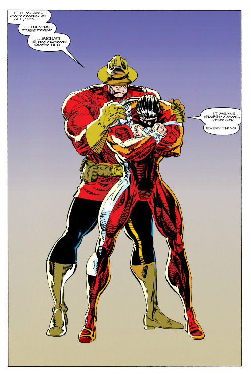 Bad 80s art BIG shoulders tiny feet...  what is going on with those thighs?
