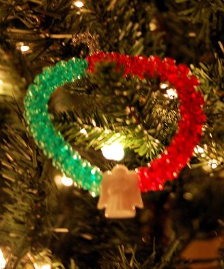 A wreath from preschool - do you see a theme developing here?  Yep a gift from my son.  He made it while in preschool.  