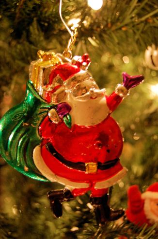 This Santa was on one of the presents Aaron got for his first Christmas.
