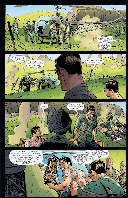 Fury and Hatherly wind up back at the French base.  They battle through one V.M. attack and know another is imminent.  Fury being the hero gets his injured buddy out of harms way