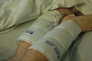 Leg Compression by Brian O'Connor on Flickr.  Used under granted Creative Commons  Attribution, NonCommercial, ShareAlike 2.0 License.  No these aren't my legs and my compression had a foot part too.  I loved 'em.  Massage all night long!