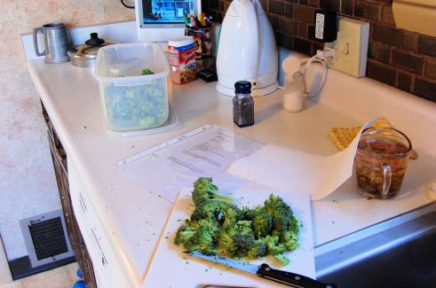 My start on the broccoli salad.  