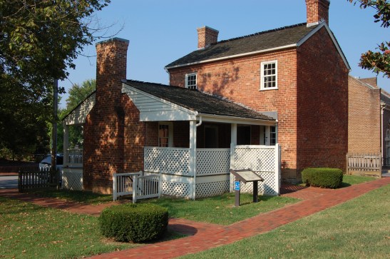 View of the early home from the yard of the house.
