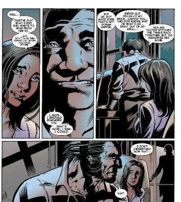 Here he's trying to explain to Melita the horror and loss he experienced with Dr. Rot.  I'm still not sure if he knows about the photos she received from Mystique that broke them up before Rot's surgeries...