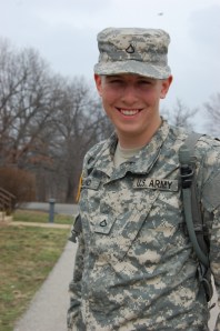 He's a cadet now.  He'll be commissioned as an officer upon his graduation.  This photo is from his graduation from basic earlier this year.