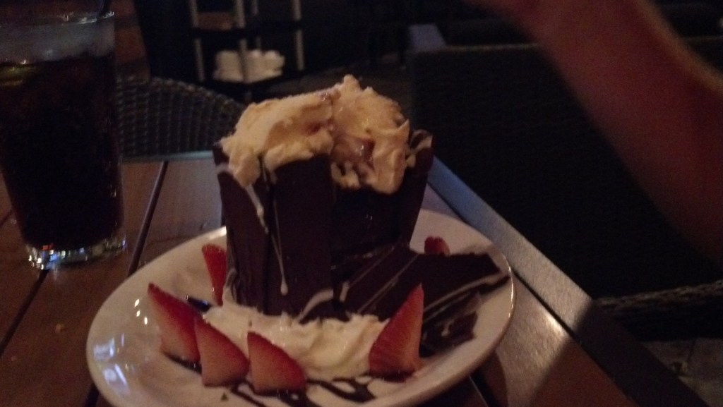 We ate out too.  Here's a dessert Mike had all by himself when we were on vacation.