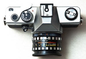 Praktica Super TL2 by Cezar Popescu from Flickr The Commons with no known copyright restrictions. This camera looks very much like the first SLR I used and learned about photography using. 