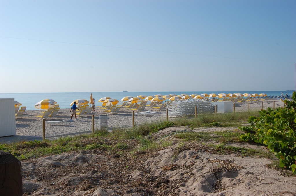 Misty morning look at the hotel's beach section where they provide chairs and umbrella (a must for fair skinned me) photo Mine