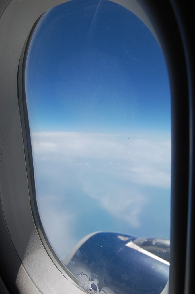 Somewhere over the Eastern US.  (photo mine)
