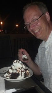 Mike enjoying a dessert while on vacation - Oct in Orlando