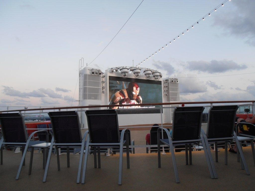 So the best place I've watched a movie this year was on deck of a cruise ship at sea in the Caribbean. 