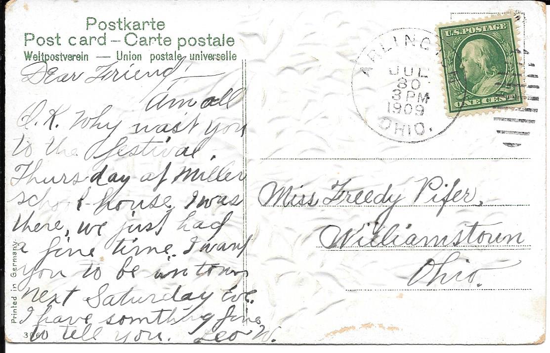 Violet postcard back