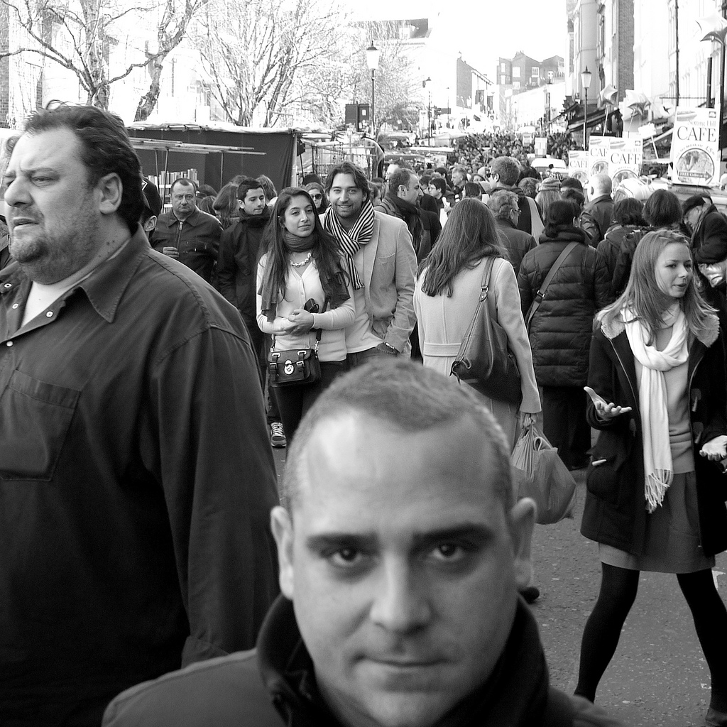 Menacing By Michael Summers. Who granted use under the Creative Commons Attribution-NonCommercial-NoDerivs 2.0 Generic (CC BY-NC-ND 2.0). His street photography is great do check out his website Canonsnapper. He has a wonderful eye for composition and his choice of black and white compliments it well.