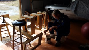 Mike painting hive boxes. 